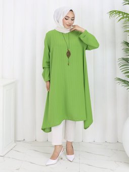 Büyük Beden Fistik Yesili Tunik