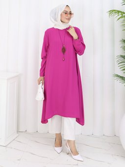 Büyük Beden Fuşya Tunik