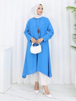 Büyük Beden Mavi Tunik