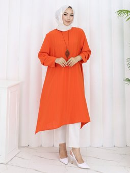 Büyük Beden Oranj Tunik