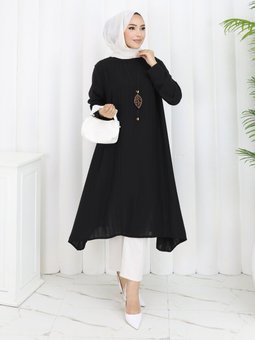 Büyük Beden Siyah Tunik