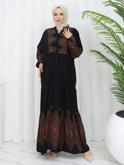 Düğmeli Siyah Elbise