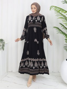 Püsküllü Siyah Elbise