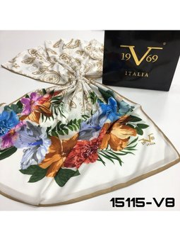 Çiçekli Desen Pavia Seri Askısı İle Birlikte 90x200 Cm Beyaz Şal Kahve