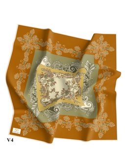 Dantel Desen İtalyan Şifon Seri Askısı İle Birlikte 110x110 Cm ** Taba Haki Eşarp