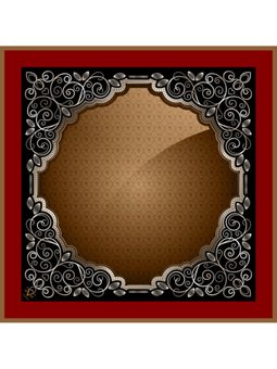 Desenli Black Seri Rayon Askısı İle Birlikte 90x90 Cm Bordo Eşarp Siyah Gold