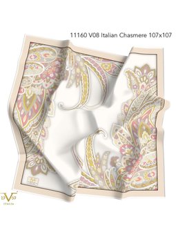 Desenli Italian Cashmere Seri Askısı İle Birlikte Bej Yavruağzı Eşarp