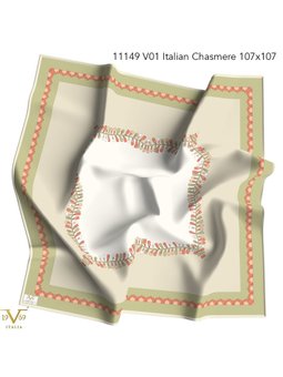 Desenli Italian Cashmere Seri Askısı İle Birlikte Haki Eşarp