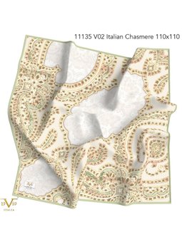 Desenli Italian Cashmere Seri Askısı İle Birlikte Haki Eşarp