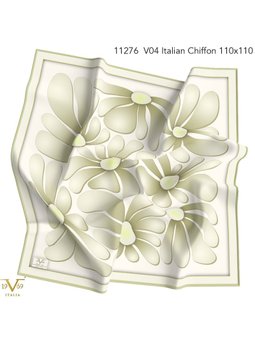 Desenli İtalyan Şifon Askısı İle Birlikte 110x110 Cm Haki Eşarp