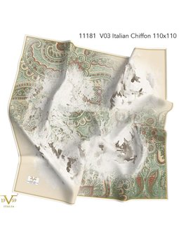 Desenli İtalyan Şifon Seri Askısı İle Birlikte 110x110 Cm Haki Eşarp