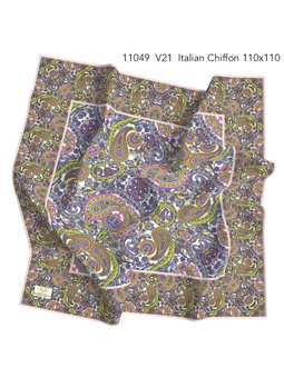 Etro Desen İtalyan Şifon Askısı İle Birlikte 110x110 Cm Leylak Eşarp