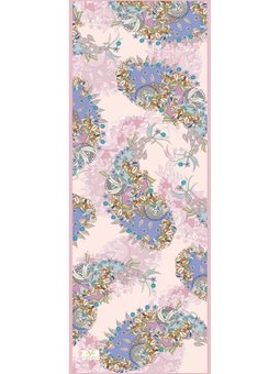 Etro Desen İtalyan Şifon Eşarp Askısı İle Birlikte 75x200 Cm Pudra Pembe