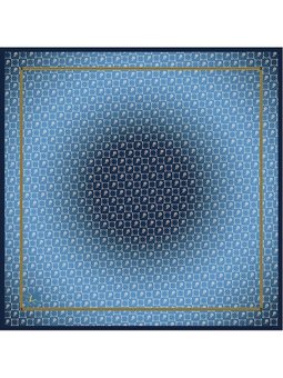 Geometrik Desen Black Seri Twill Askısı İle Birlikte 90x90 Cm Mavi Eşarp