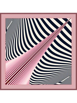 Geometrik Desen Black Seri Twill Askısı İle Birlikte 90x90 Cm Pudra Eşarp Siyah Beyaz