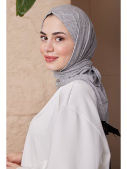 Kare Desen Impluse Seri Askısı İle Birlikte Gri Eşarp