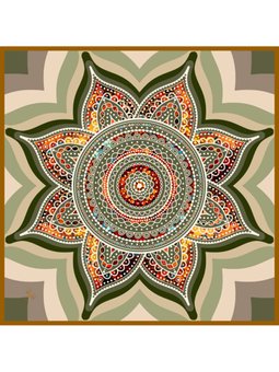 Paisley Desen Black Seri Rayon Askısı İle Birlikte 90x90 Cm Haki Eşarp Yeşil Vizon