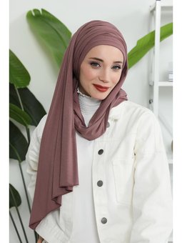 Büzgülü Penye Boneli Gül Kurusu Şal,bt