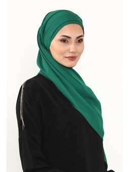 Önü Pileli Tasarım Krep Pratik Yeşil Şal,ps