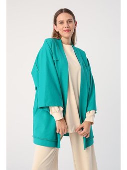 Yarasa Kollu Oversize Hırka Zümrüt Yeşili