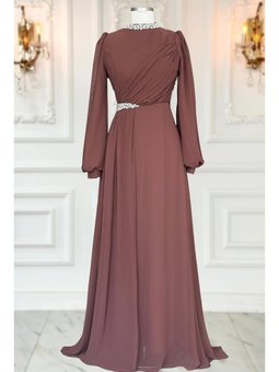 Peri Kahverengi Abiye Elbise