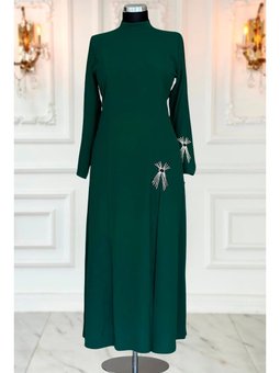 Tuay Zümrüt Yeşili Abiye Elbise