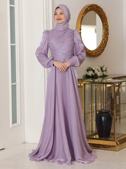 Bahar Yoryo İpek Lila Abiye Elbise