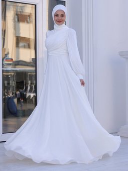 Bahar Yoryo İpeknikah Ekru Abiye Elbise