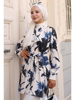 Desenli Lacivert Gömlek