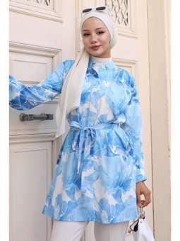 Desenli Mavi Gömlek