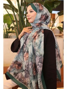 Desenli Şal Zümrüt Yeşili