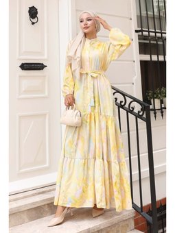 Desenli Sarı Elbise