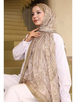 Etnik Desenli Pamuk Şal Bej İpk