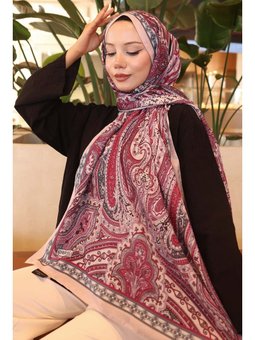 Etnik Desenli Pamuk Şal Gül Kurusu