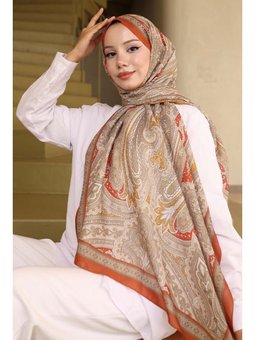 Etnik Desenli Pamuk Şal Kiremit