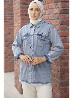 Kuş Gözlü Kot Mavi Ceket