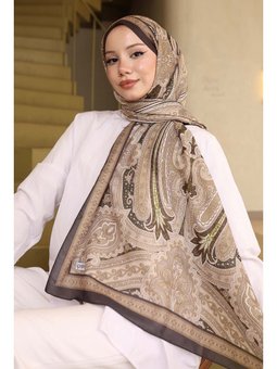 Yeşil Etnik Desenli Pamuk Şal Siyah