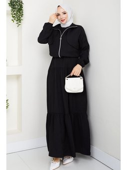 Milda Ceket Elbise İkili Siyah Takım
