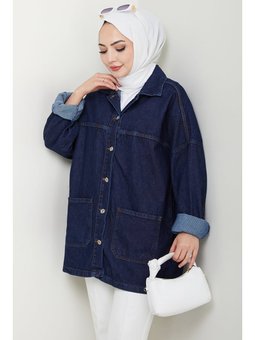 Seliy Oversize Kot Koyu Mavi Ceket