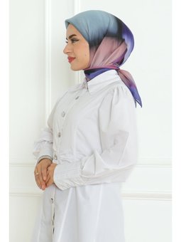 Telin Desenli Soft Mor Eşarp