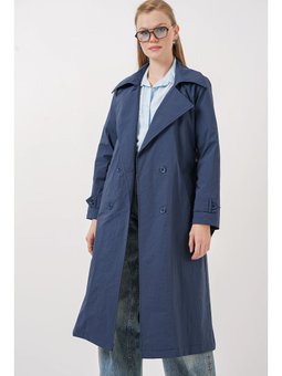 Kruvaze Yaka Lacivert Trençkot