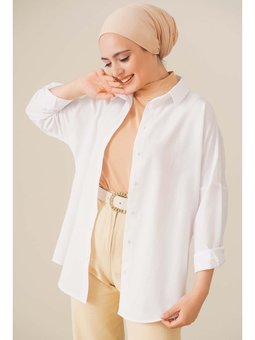 Oversize Basic Beyaz Gömlek