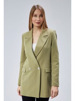 Oversize Dokuma Blazer Açık Haki Ceket