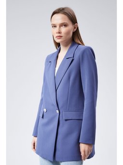 Oversize Dokuma Blazer Ceket İndigo