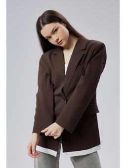Oversize Uzun Blazer Acı Kahve Ceket