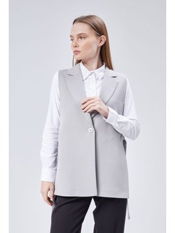 Regular Astarlı Dokuma Gri Yelek