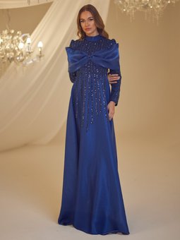 Lacivert Fahriye Abiye Elbise