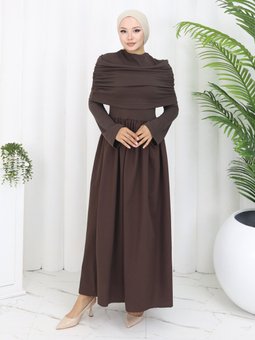 Şallı Kahverengi Elbise