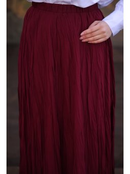 Beli Lastikli Kırışık Detaylı Uzun Mürdüm Etek 46)