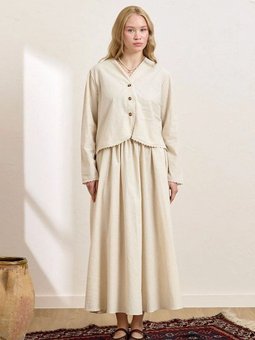 Organik Keten Balon Krem Etek